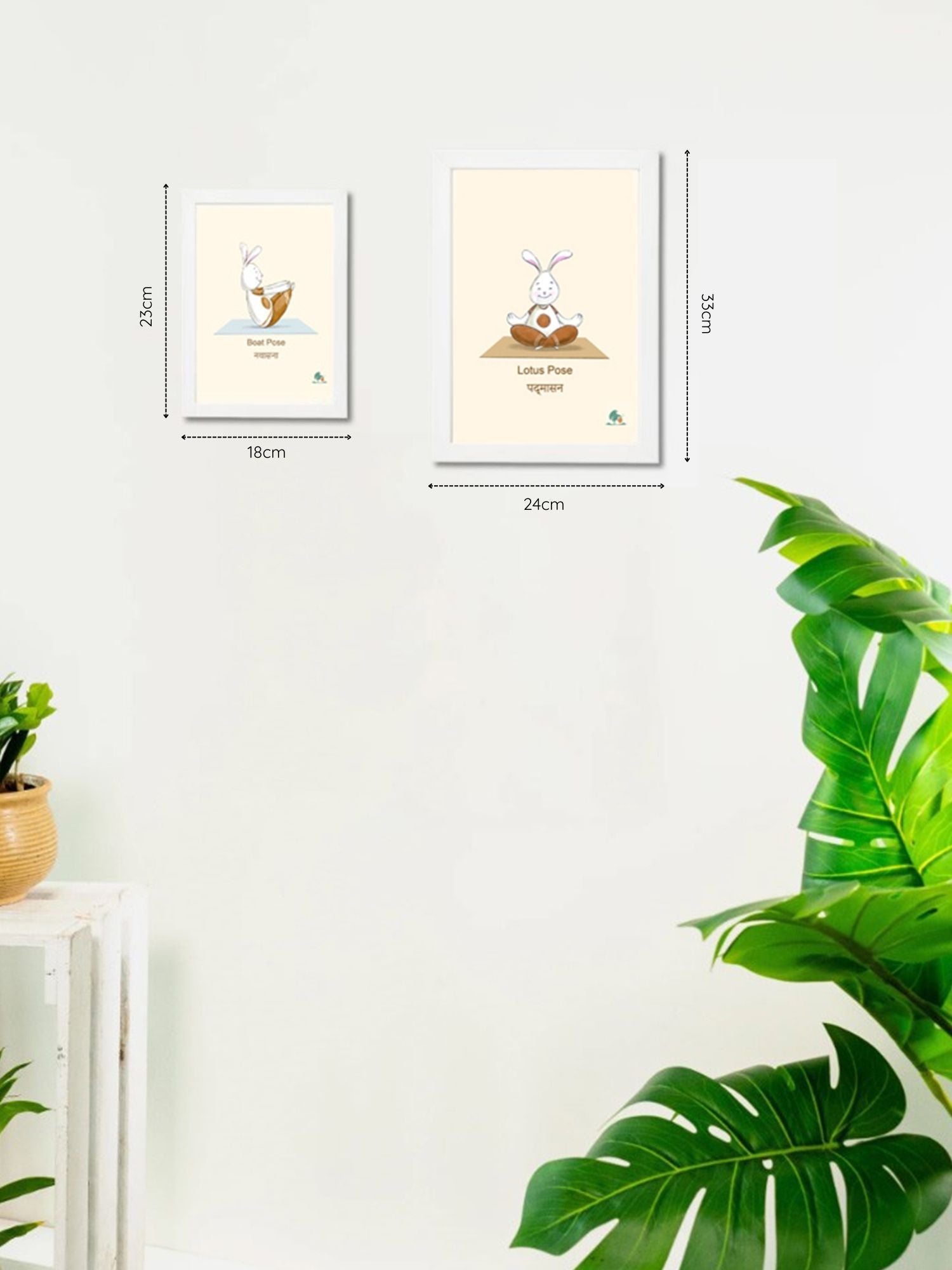 W&R Bunny Yoga Frame - Black Frame with Blue Base or White Frame with Yellow Base - Small Photo Frame