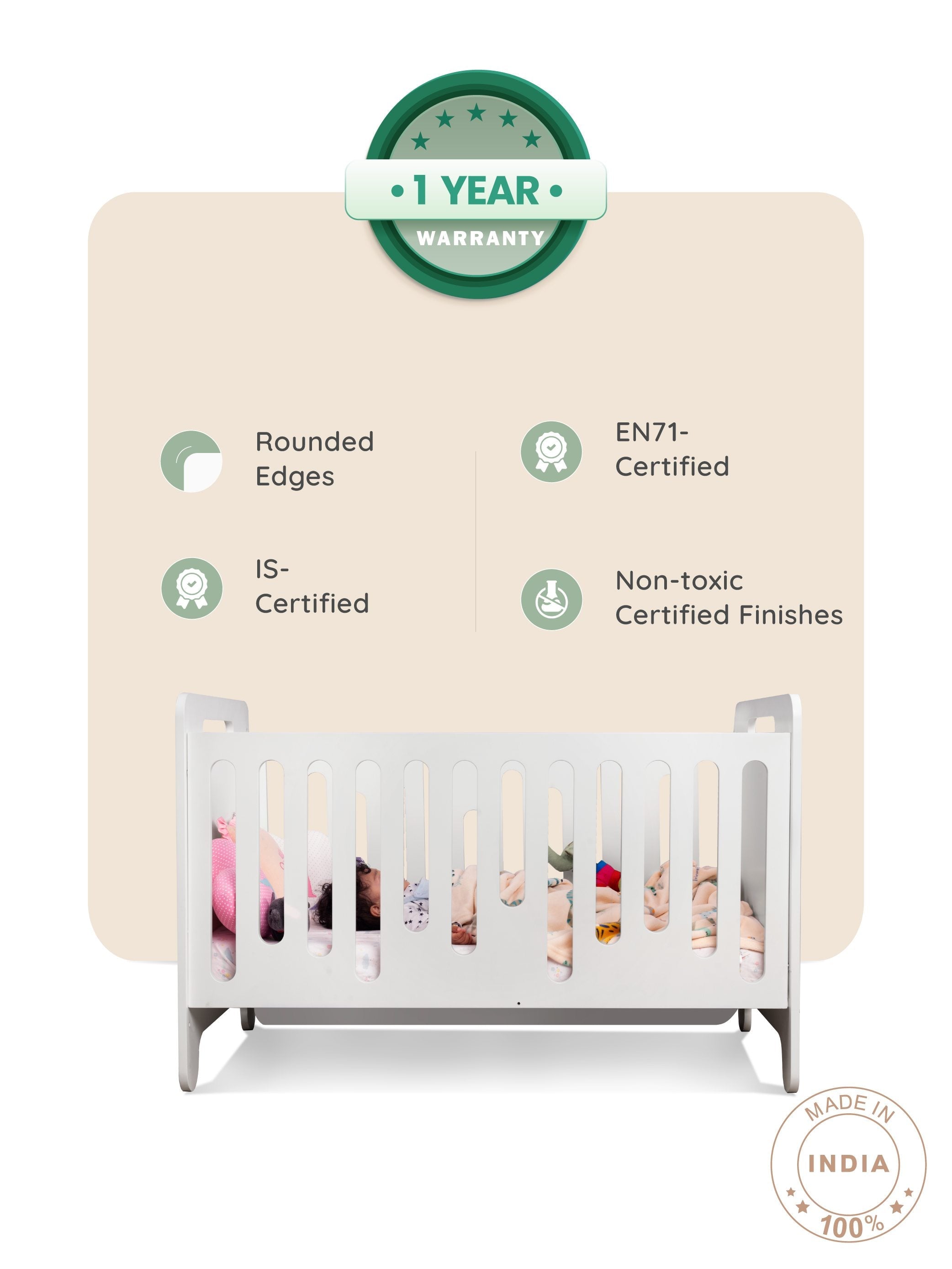 W&R The Buddy Convertible Cot - White Baby Crib