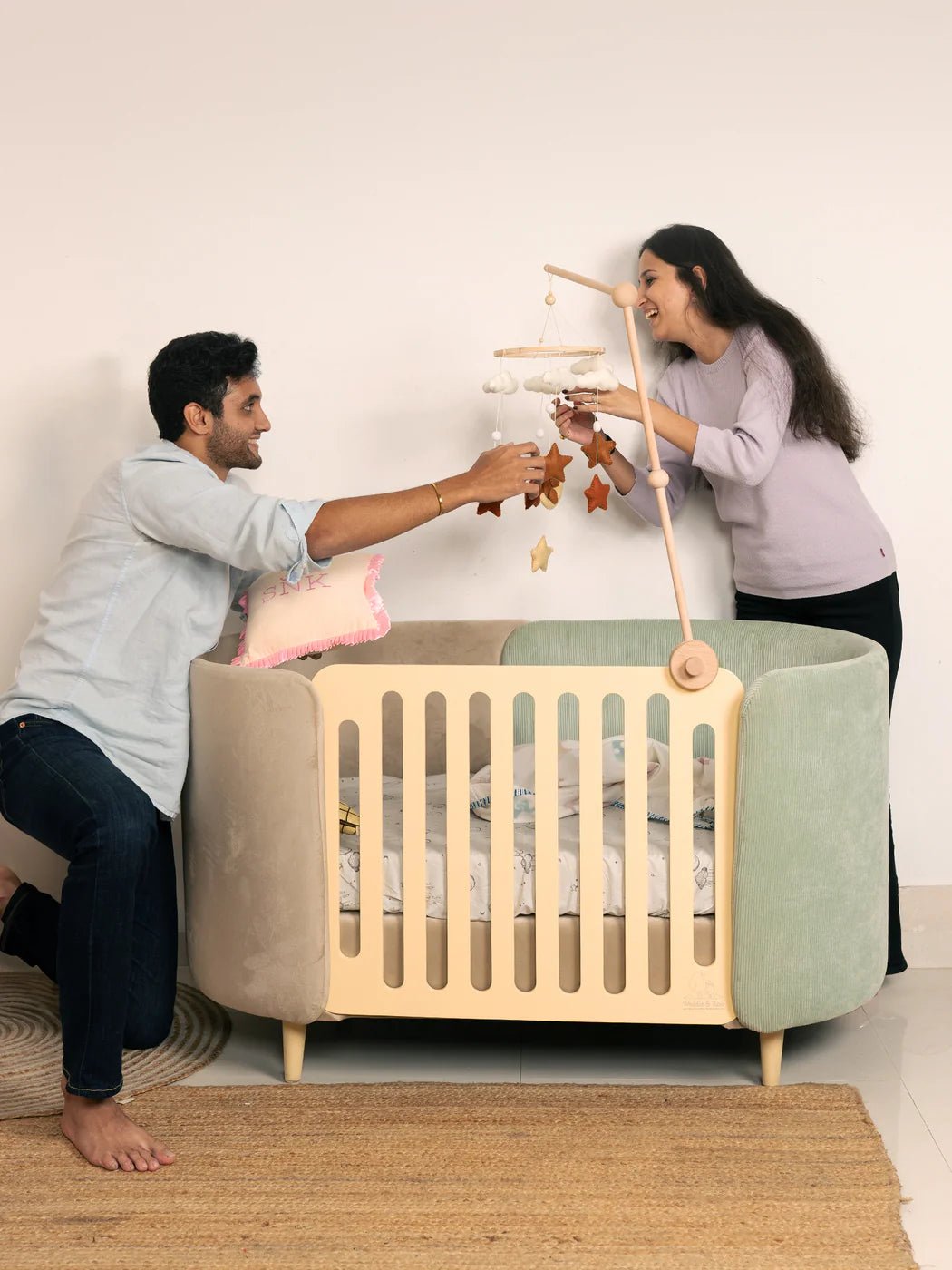 W&R The Cozy - Convertible Sofa Crib - Baby Bue Baby Crib