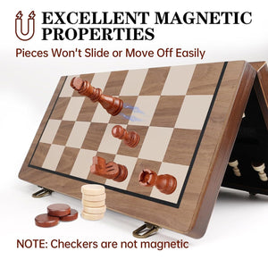 Wudly - 2 in 1 Big Chess with Checkers For Kids - Board Games
