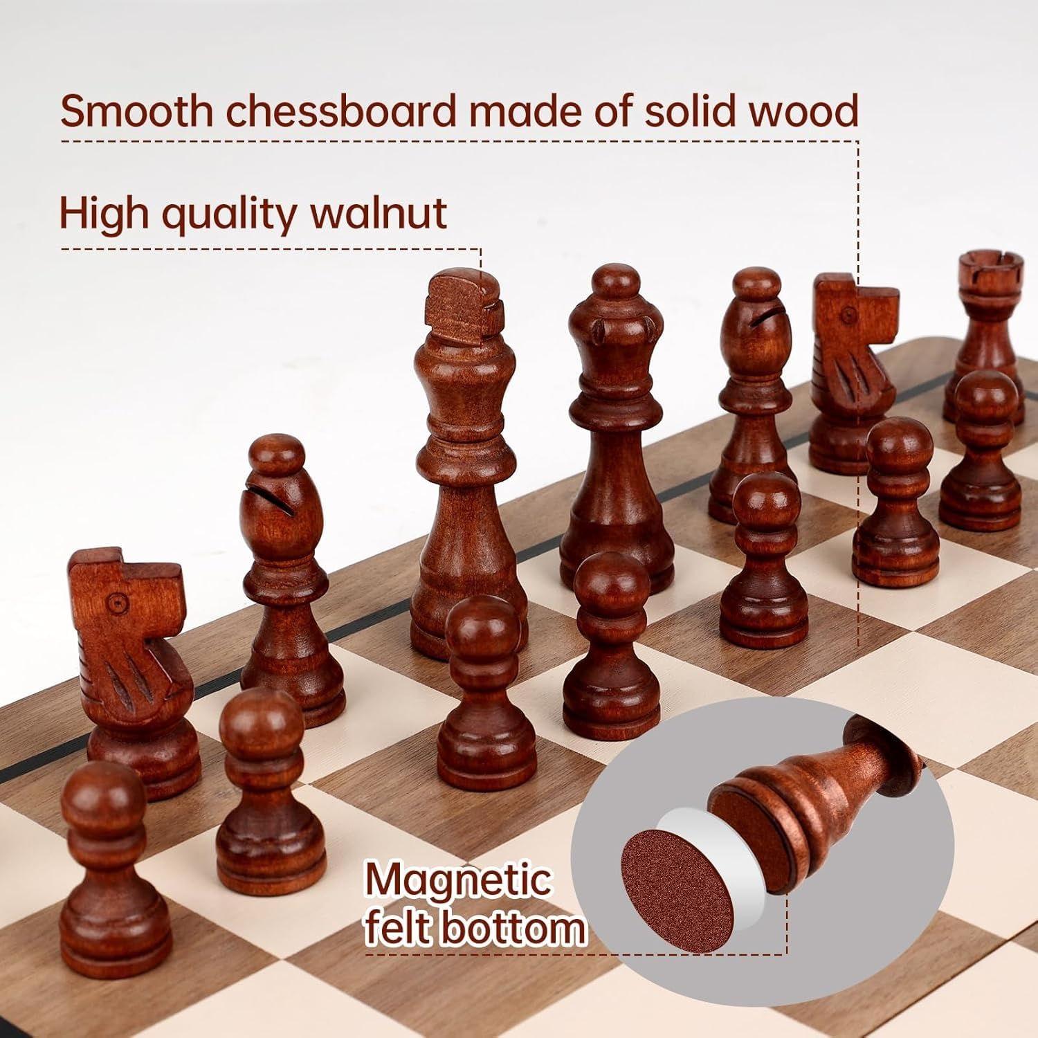 Wudly - 2 in 1 Big Chess with Checkers For Kids - Board Games