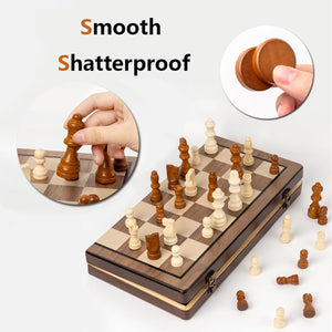 Wudly - 2 in 1 Big Chess with Checkers For Kids - Board Games