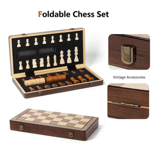 Wudly - 2 in 1 Big Chess with Checkers For Kids - Board Games