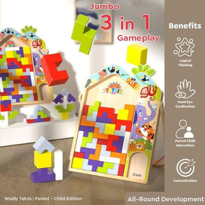 Wudly 3 in 1 Tetris for Kids - Parent Child Edition - Puzzles