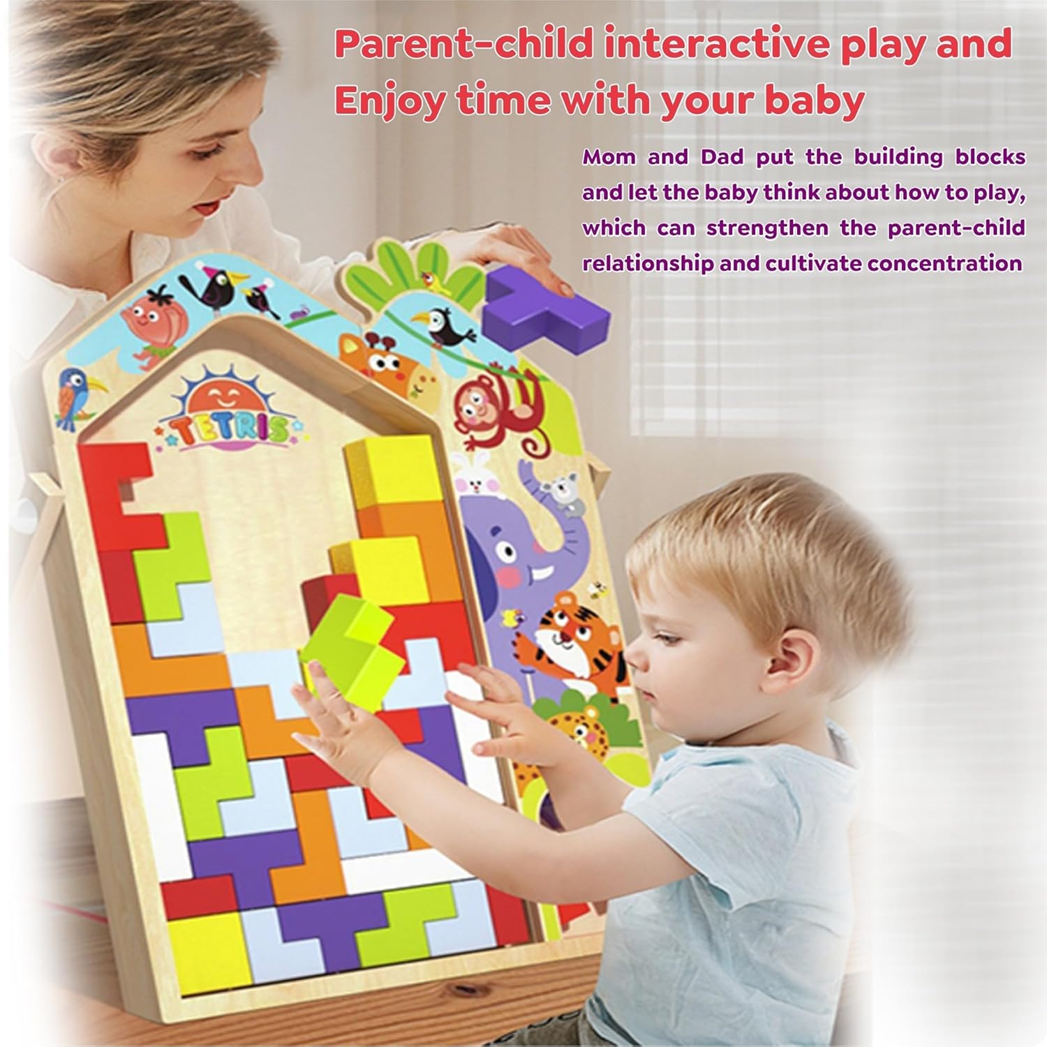 Wudly 3 in 1 Tetris for Kids - Parent Child Edition - Puzzles