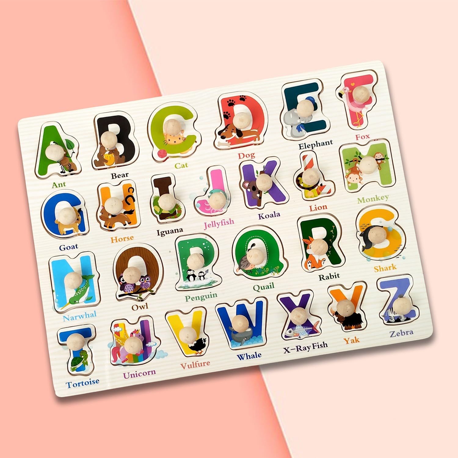 Wudly - Alphabet Knob Puzzle - Puzzles