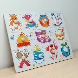 Wudly Baby Items Knob Puzzle Board with Whiteboard | The Mom Store - Wooden Puzzles
