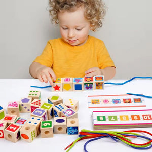 Wudly Bead Lacing & Block Set - Learning Toy | The Mom Store - Activity