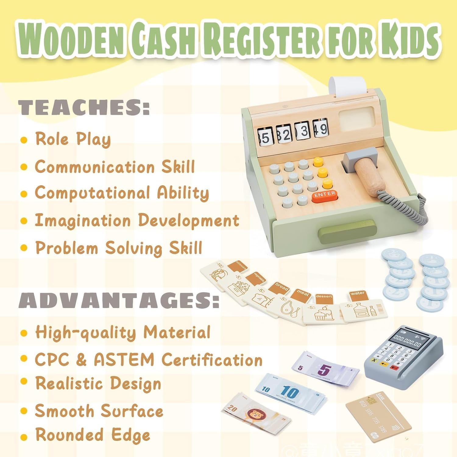 Wudly - Cash Register Set - Pretend Play - Pretend & Play Toys
