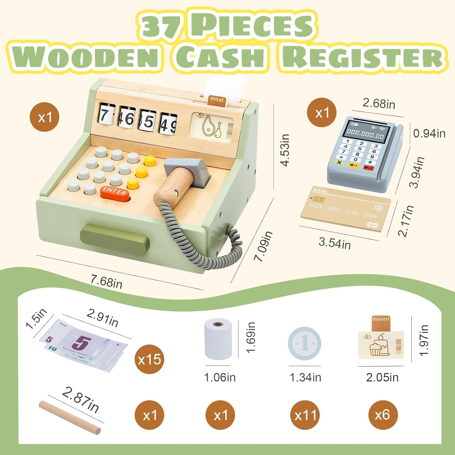Wudly - Cash Register Set - Pretend Play - Pretend & Play Toys