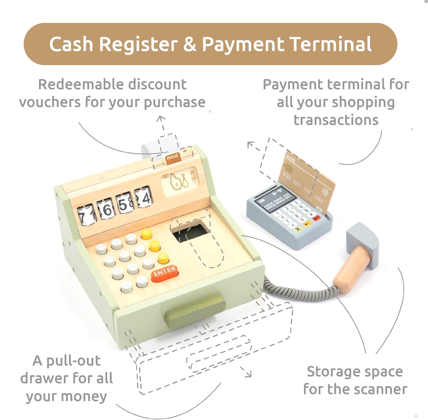 Wudly - Cash Register Set - Pretend Play - Pretend & Play Toys