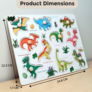 Wudly Dinosaur Knob Puzzle Board with Whiteboard | The Mom Store - Wooden Puzzles