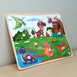 Wudly Dinosaur Puzzle Board - Fun Learning Toy | The Mom Store - Wooden Puzzles
