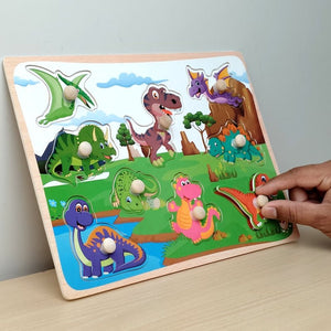 Wudly Dinosaur Puzzle Board - Fun Learning Toy | The Mom Store - Wooden Puzzles