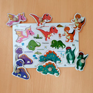 Wudly Dinosaur Puzzle Board - Fun Learning Toy | The Mom Store - Wooden Puzzles