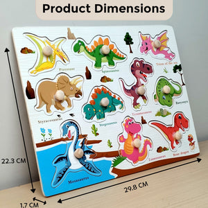 Wudly Dinosaur Puzzle Board with Whiteboard - 2 - in - 1 Toy | The Mom Store - Wooden Puzzles