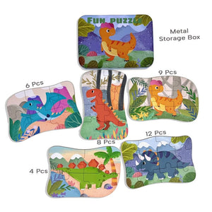 Wudly Dinosaur Puzzle Set - Progressive Learning Toy | The Mom Store - Wooden Puzzles