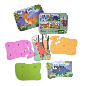 Wudly Dinosaur Puzzle Set - Progressive Learning Toy | The Mom Store - Wooden Puzzles