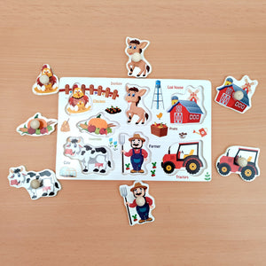 Wudly Farm Animals Puzzle - Fun Learning Toy | The Mom Store - Wooden Puzzles