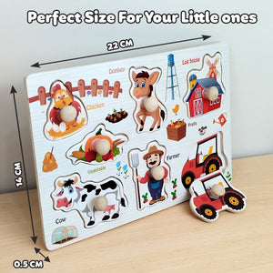 Wudly Farm Animals Puzzle - Fun Learning Toy | The Mom Store - Wooden Puzzles