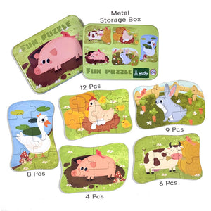 Wudly Farm Animals Puzzle Set - Learning Toy | The Mom Store - Wooden Puzzles