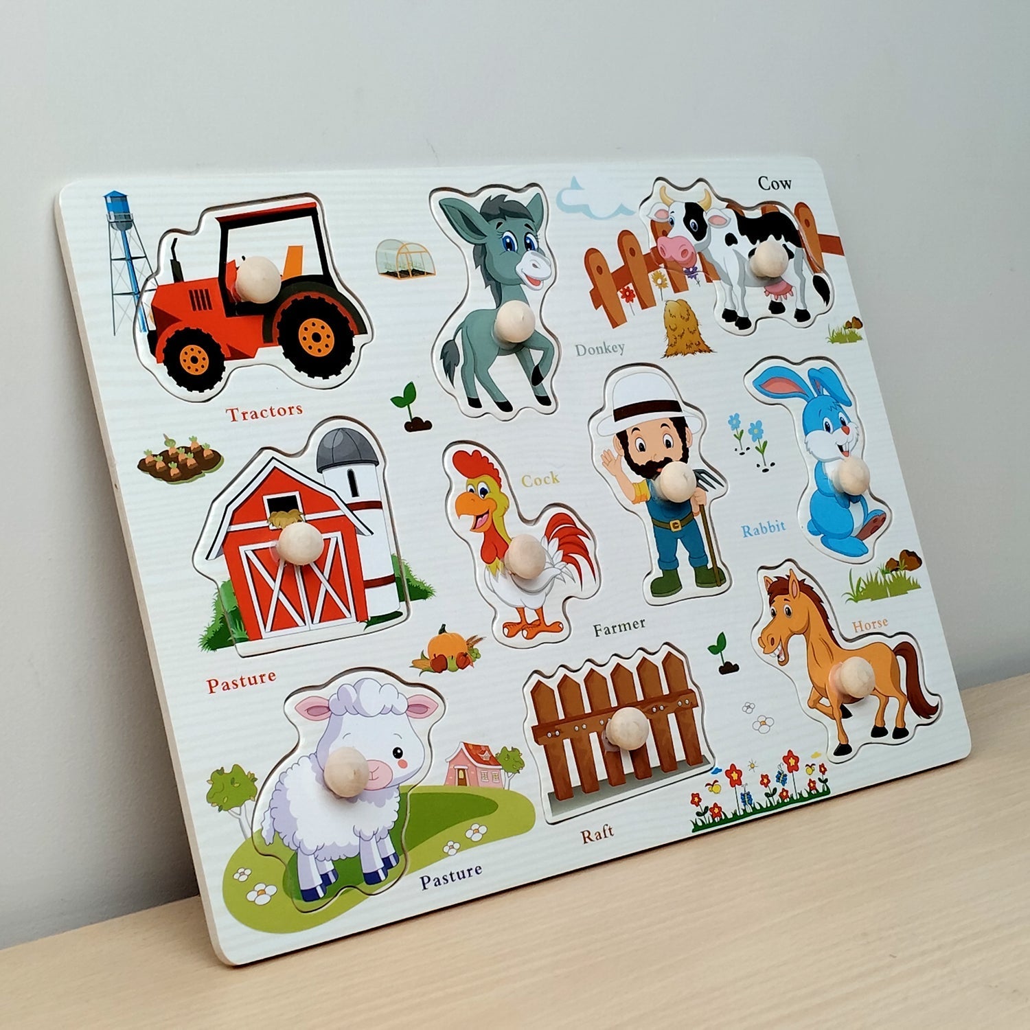 Wudly Farm Theme Knob Puzzle Board with Whiteboard | The Mom Store ...