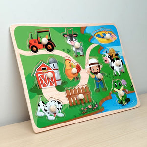 Wudly Farm Theme Puzzle Board - Fun Learning Toy | The Mom Store - Wooden Puzzles