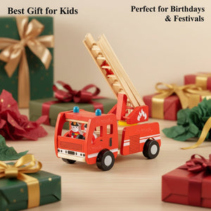Wudly Fire Truck Toy - Wooden Vehicle Toy | The Mom Store - Activity