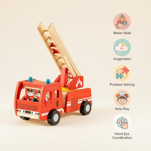 Wudly Fire Truck Toy - Wooden Vehicle Toy | The Mom Store - Activity