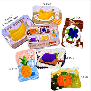 Wudly Fruits & Vegetables Puzzle Set - Learning Toy | The Mom Store - Wooden Puzzles