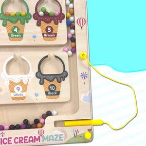 Wudly - Ice Cream Maze,Magnetic Color and Number Maze - Educational Fine Motor Skills Toys for Boys Girls - CR - 1349