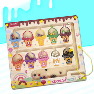 Wudly - Ice Cream Maze,Magnetic Color and Number Maze - Educational Fine Motor Skills Toys for Boys Girls - CR - 1349