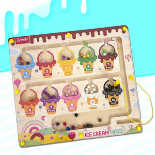 Wudly - Ice Cream Maze,Magnetic Color and Number Maze - Educational Fine Motor Skills Toys for Boys Girls - CR - 1349