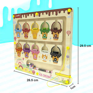 Wudly - Ice Cream Maze,Magnetic Color and Number Maze - Educational Fine Motor Skills Toys for Boys Girls - CR - 1349