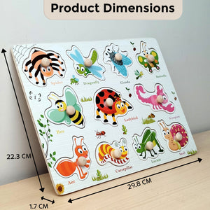 Wudly Insects Puzzle Board with Whiteboard - Learning Toy | The Mom Store - Wooden Puzzles
