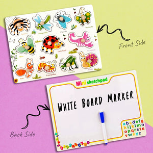 Wudly Insects Puzzle Board with Whiteboard - Learning Toy | The Mom Store - Wooden Puzzles