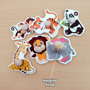 Wudly - Jungle Animals 3 Knob Puzzle - Wooden Puzzles