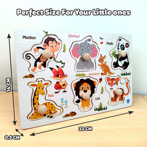 Wudly - Jungle Animals 3 Knob Puzzle - Wooden Puzzles