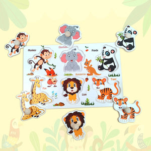 Wudly - Jungle Animals 3 Knob Puzzle - Wooden Puzzles