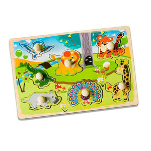 Wudly Jungle Animals Puzzle Board - Learning Toy | The Mom Store - Wooden Puzzles