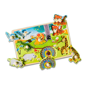 Wudly Jungle Animals Puzzle Board - Learning Toy | The Mom Store - Wooden Puzzles