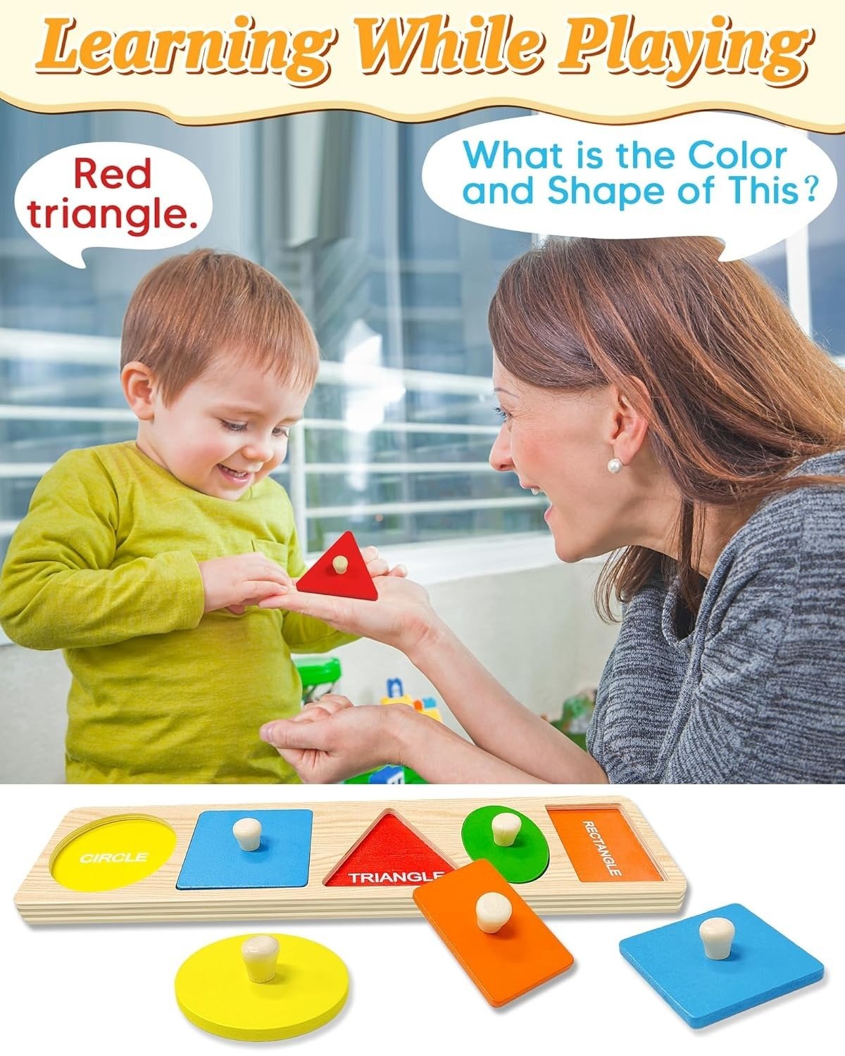 Wudly - Long Five Shape Knob Board Puzzle - Puzzles