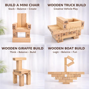 Wudly Number Stacking Tower Game 54 Blocks - Learn & Play | The Mom Store - Activity