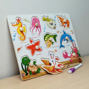 Wudly Ocean Animal Puzzle Board - Fun Learning Toy | The Mom Store - Wooden Puzzles
