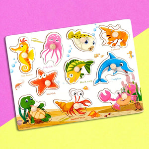 Wudly Ocean Animal Puzzle Board - Fun Learning Toy | The Mom Store - Wooden Puzzles