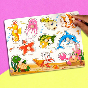 Wudly Ocean Animal Puzzle Board - Fun Learning Toy | The Mom Store - Wooden Puzzles