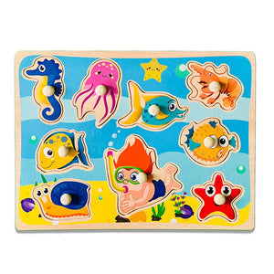 Wudly Sea Animals Puzzle Board - Fun Learning Toy | The Mom Store - Wooden Puzzles