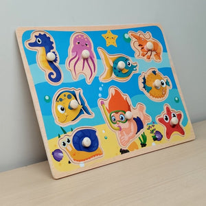 Wudly Sea Animals Puzzle Board - Fun Learning Toy | The Mom Store - Wooden Puzzles