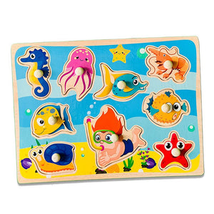 Wudly Sea Animals Puzzle Board - Fun Learning Toy | The Mom Store - Wooden Puzzles