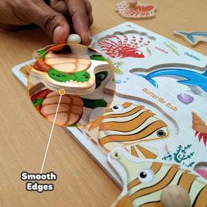 Wudly Sea Animals Puzzle - Fun Learning Toy | The Mom Store - Wooden Puzzles